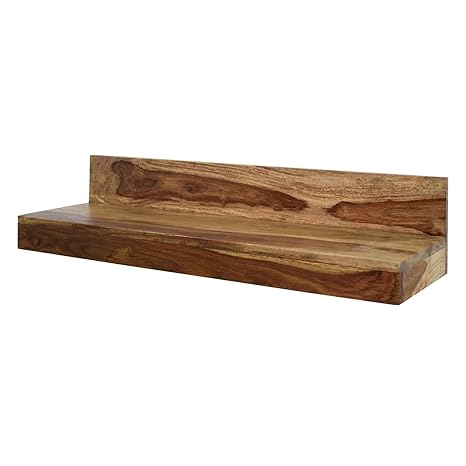 MÖBEL IDEAL Wandregal JUP Bücherregal Sheesham Massivholz B80 x T17 x H23 cm Wohnzimmer Regal in Braun Natur geölt im Landhau