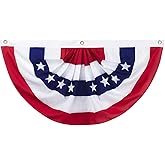 3 x 1.5 Ft American Pleated Fan Flag, USA Patriotic Half Fan Bunting Flag, 4th of July Decorations Flags
