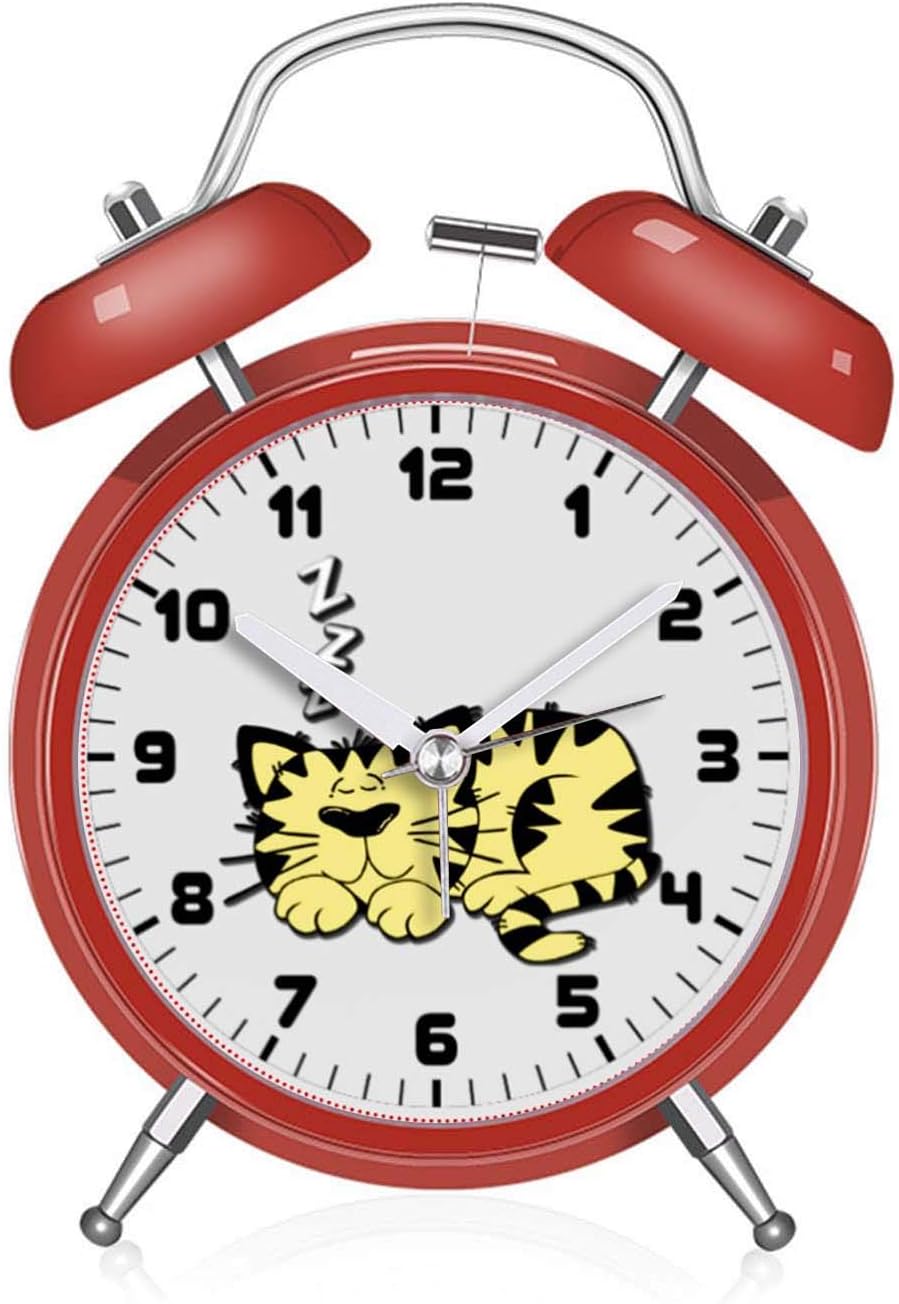 Amazon 4色 目覚まし時計 4インチ アナログ おしゃれ 大音量 置き時計 ベル 電池式 明かり 光る 針時計 アラーム 303 かわいい黄色のキティ猫のお昼寝 赤 置き時計 掛け時計 オンライン通販