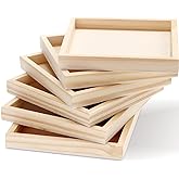 6-Pack Unfinished Wooden Trays - 4.7 x 4.7 in Small Square Serving Trays for Montessori, Crafts, Home Décor, and DIY Projects