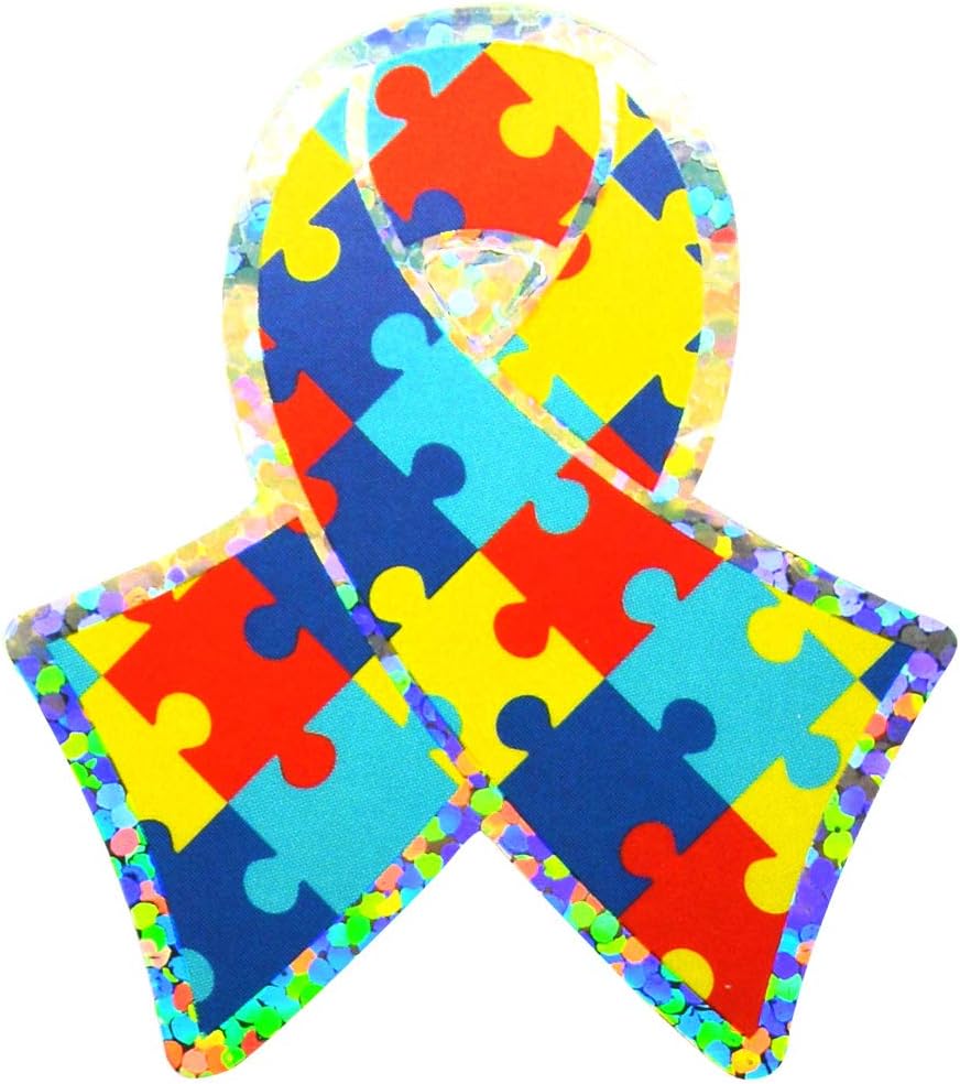 Autism Awareness Ribbon Sparkle Sticker Sheet Pack - 102 Stickers: Arts, Crafts & Sewing