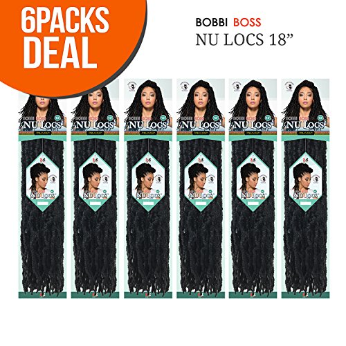 Bobbi Boss Synthetic Hair Crochet Braids African Roots Braid Collection Nu Locs 18" (6-PACK, NAVY BLUE)