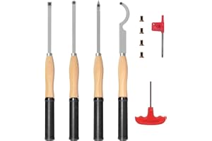 DEEFIINE 18.3" Full Size Carbide Tip Wood Lathe Turning Tool Kit, Lathe Roughing and Finishing Hollow Tool with Diamond Round