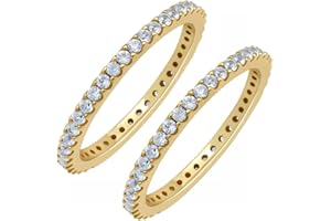 GOURIK Stackable Eternity Ring for Women |Gold Plated – Ruby, Blue Sapphire, Simulated Diamond, Pink Sapphire, Emerald| Wedding Band |hypoallergenic Rings| Labradorite Ring | Birthstone Gift Jewelry for Her