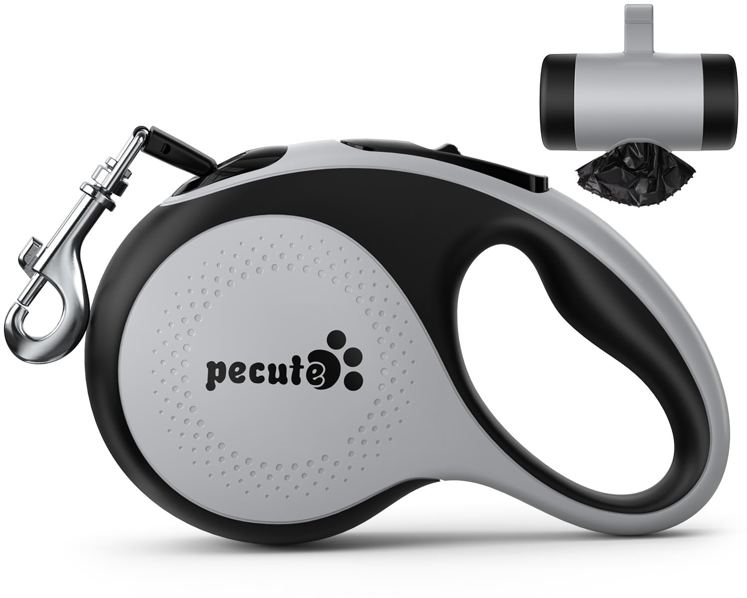 Pecute Retractable Dog Leash, 8m Tangle-Free Leash, Anti-Slip Handle and Quick Brake Button, Suitable for Dogs Up to 50kg, Grey