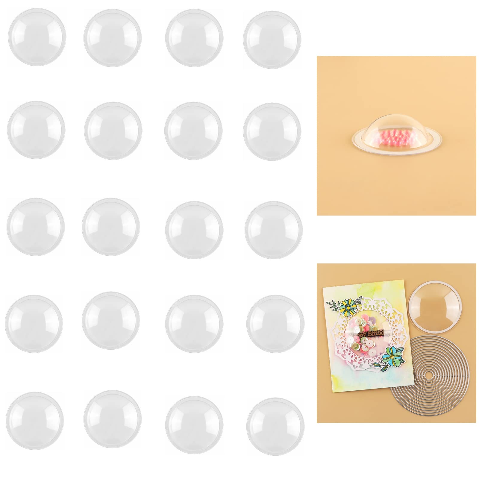 Briartw 20 PCS 2" Diameter Round Shaker Covers for Shaker Cards Making Scrapbooking Low Profile Plastic Clear Shaker Pourch Covers Dimensional Shaker Domes Puffy Shaker Covers Window Blister — image 1