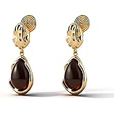 Brown Earrings for Women Gold Clip On Earrings Gold and Brown Statement Trendy Jewelry Holiday Gifts for Her