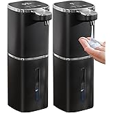 DODO MEKIA 2 Pack Automatic Liquid Soap Dispenser, 13.5oz/400mL, USB Rechargeable, 9-Adjustable Liquid Levels, IPX5 Waterproof, Touchless & Wall/Tabletop Use for Kitchen Bathroom, Black