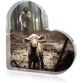 Christian Jesus and Lamb Decor,Spiritual Thank you Gifts for Women,Mom,Sister,Friends,Mother's, Female Coworker-Religious Home Decor for Birthday,Christmas,Everyday Encouragement(4"x4 inch")