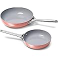 Caraway Fry Pan Duo - Nonstick Ceramic Frying Pan (8" & 10.5”) - Non Toxic, PTFE & PFOA Free - Oven Safe & Compatible with All Stovetops (Gas, Electric & Induction) - Perracotta