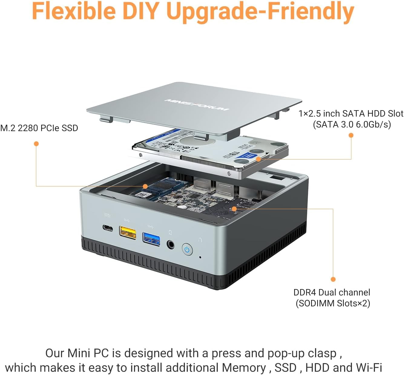 UM350 Mini PC AMD Ryzen 5 3550H Mini Desktop Computer DDR4 16 GB RAM 256 GB PCle SSD, Radeon Vega Graphics, Dual Band WiFi HDMI/DisplayPort/USB-C, 2.5G RJ45 LAN, 4X Ports USB 3.0,Micro Business PC