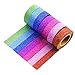 Wise Bird Decorate Mother's Day Gift Rainbow Glitter Sparkle Washi Masking Sticky Adhesive DIY Tape, School Class Office Birthday Notebook Arts & Crafts Gift Tape, 32ft/roll, Set of 7-G01