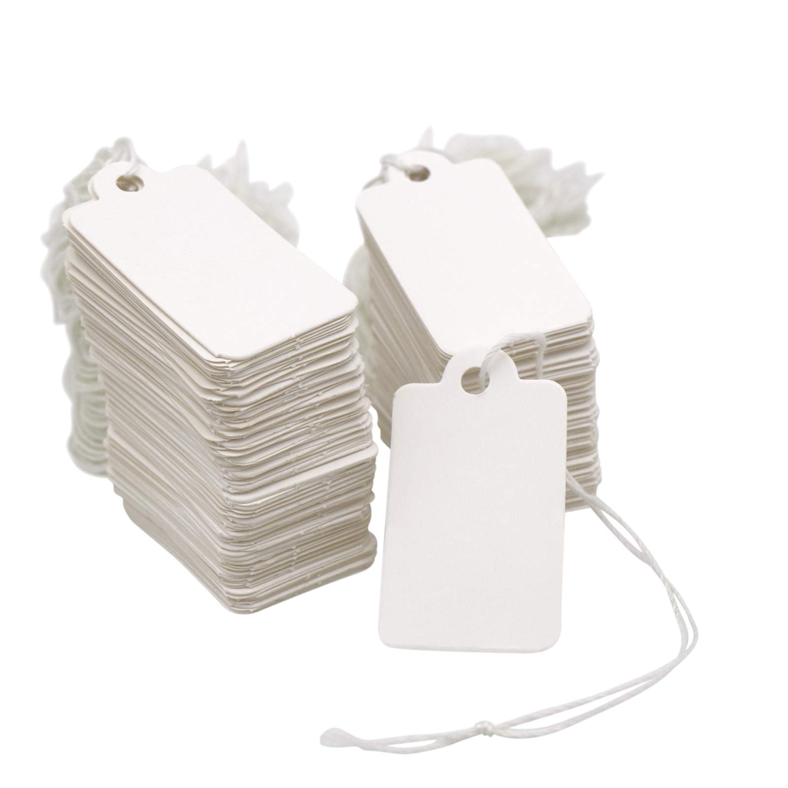jijAcraft 500Pcs White Price Tags with String: 45 x 25mm Luggage Tags Paper Blank Gift Marking Strung Labels for Jewelry Clothing Display Price