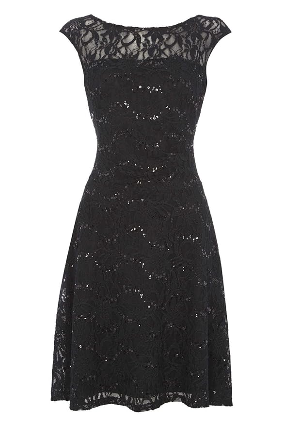 Roman Originals Women's Lace Fit and Flare Dress Ladies Fancy Evening