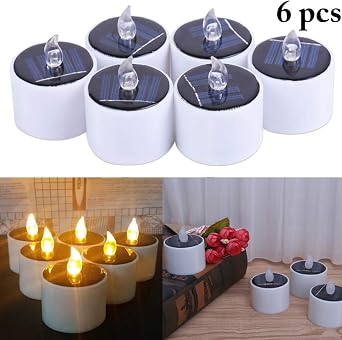 Funpa Led Velas 6 Piezas Velas Solares Interior Al Aire Libre