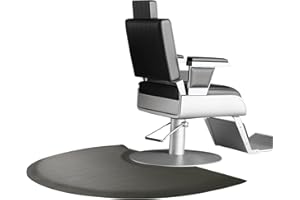 YOSHIKO Anti-Fatigue Salon mats for Hair Stylist 35.8"x27.9" Barber Shop Salon Chair Mats - Black Semi Circle Hair Floor Mat for Salon Chair - 1/2" Thick Comfort Salon Standing Mat