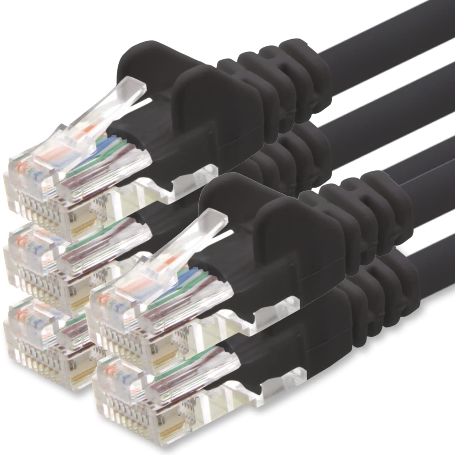 1aTTack.de Network cable Cat.6 - black - 5X - 0.5m - (set) - CAT6 Ethernet cable Lanka cable 1000 Mbits patch cable