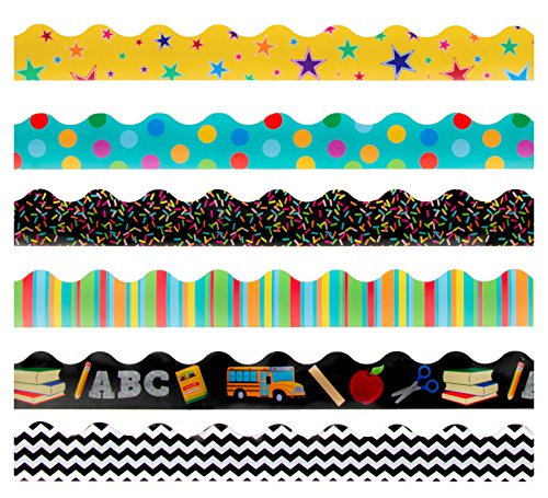 Juvale Classroom Bulletin Board Borders 6 Pack 6 Assorted Designs 
