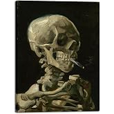 Wieco Art Large Canvas Wall Art Skull of a Skeleton with Burning Cigarette 1886 by Vincent Van Gogh Post-Impressionism Pictures Artwork Canvas Prints for Home Decor and Wall Decor