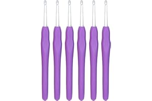 6Pcs 5mm Aluminum Soft Grip Rubber Ergonomic Handle Crochet Hook Knitting Needles US Size H (Size 8) for DIY Yarn Craft,Nice 