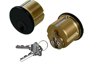 AISECURE Brass Mortise Cylinder Lock，Commercial storefront Door Lock Mortise cylinders Compatible with Adams Rite, Kawneer, and Vistawall deadbolts. Comes in Black, 2-Pack ，with Matching Keys.