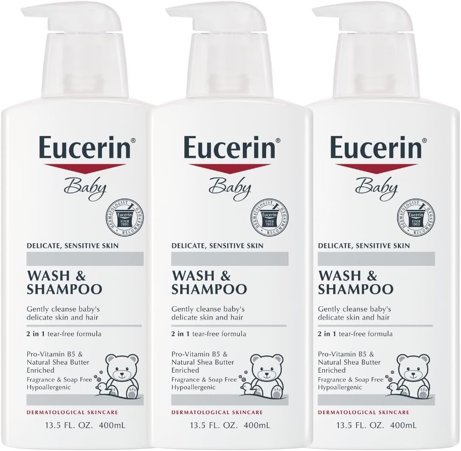 Eucerin Baby Wash and Shampoo Fragrance Free 13.5 oz 400ml Gentle Cleanser