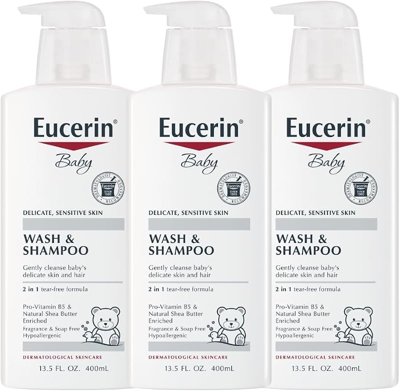 Eucerin Baby Wash and Shampoo Fragrance Free 13.5 oz 400ml Gentle Cleanser