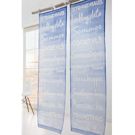 Pureday Organdy Vorhang Beach Life Martitim 100 Baumwolle