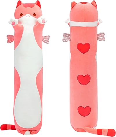 Mewaii 28in Long Cat Plush Pillow Pink Cute Hugging Plush Toy