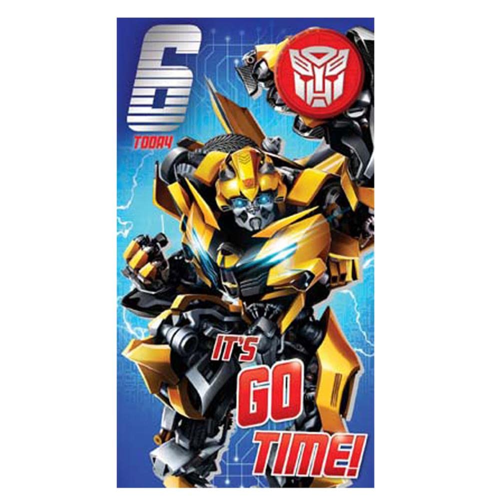 Transformers Age 6 Badged Birthday Card, Multi, TR054