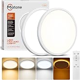 Matane 2Pack 12in LED Flush Mount Ceiling Light Fixture with Remote Control, Nightlight 2000K Warm, 3000K-6500K Adjustable, Low Profile Ceiling Lights for Bedroom, Kitchen, Living Room, White