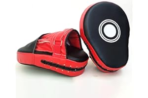 DNCG Curved Martial Arts Punch Mitts, Sparring Mitts, Boxing Gear, Thai Strike Kick Shield for Muay Thai, Karate, Athletes, Red