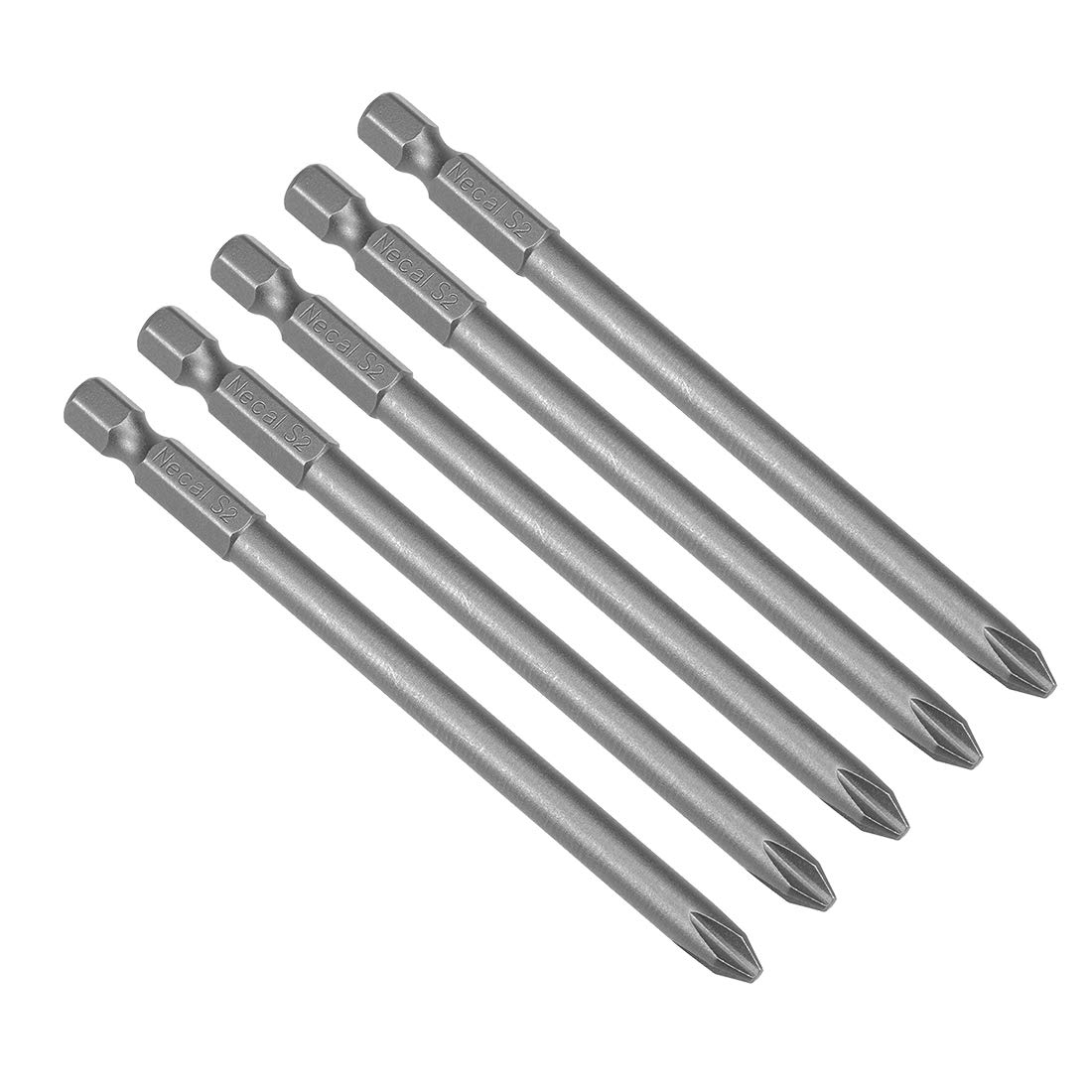 sourcing map 5 Pcs 6mm PH2 Magnetic Phillips Screwdriver Bits, 1/4 Inch Hex Shank 4-inch Length S2 Power Tool