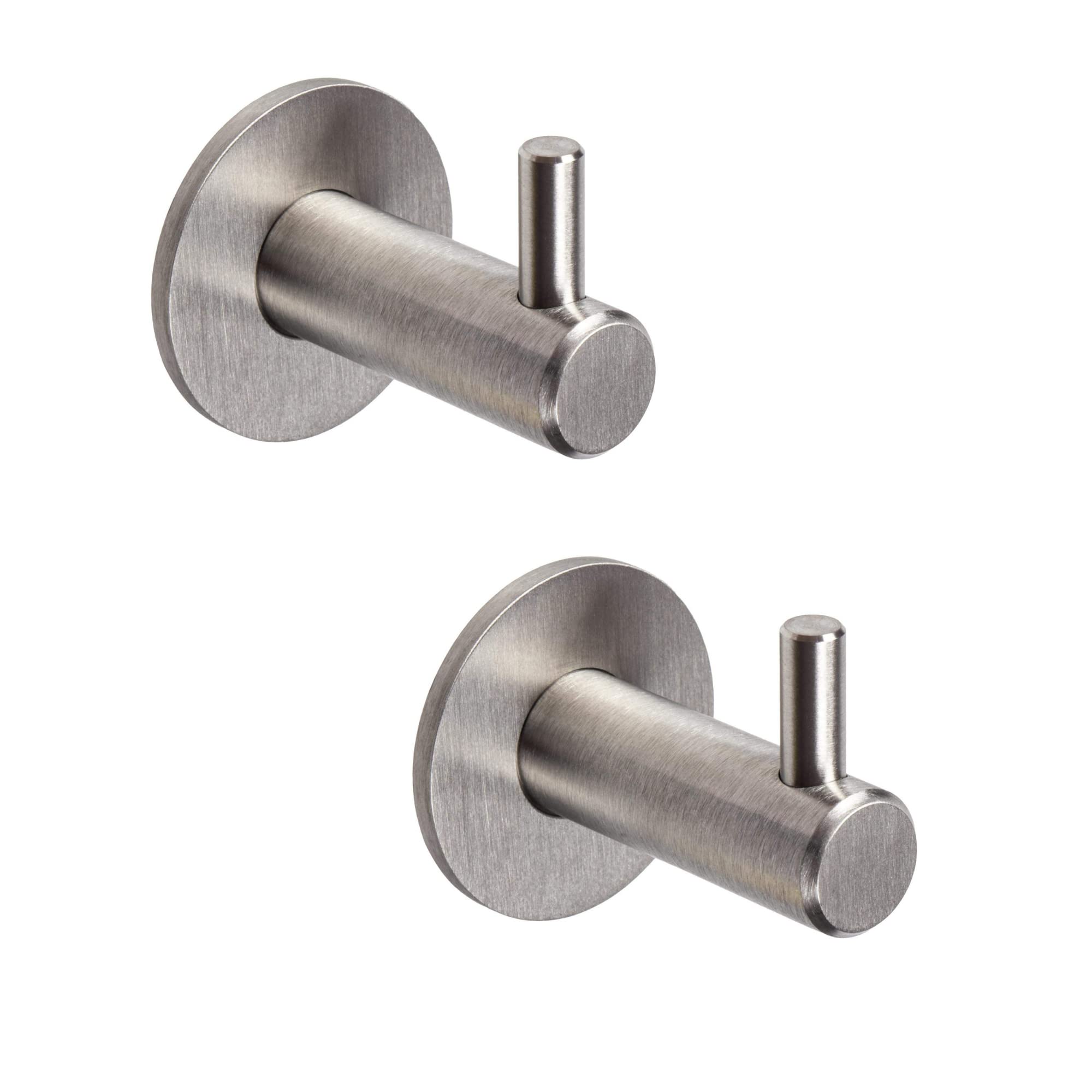 Gedotec Design Coat Hook Stainless Steel - HOLY | Towel Hook with Single Hook | wall Hook for screwing | 2 Coat Hooks Silver matt Brushed incl. mounting Material