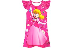 SHDEMY Toddler Girls Peach Dresses Little Princess Costume Dress Cartoon Ruffle Sleeve Summer Outfit Party Gift