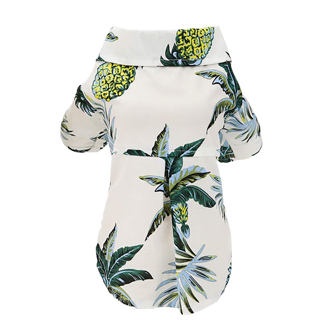 Izefia Dog Shirt Clothes Hawaii Casual Shirt Coconut Tree Shirts Cool Summer Seabeach Tank Top Vest for Small Dog Puppy Cat (Hawaii-White, M)