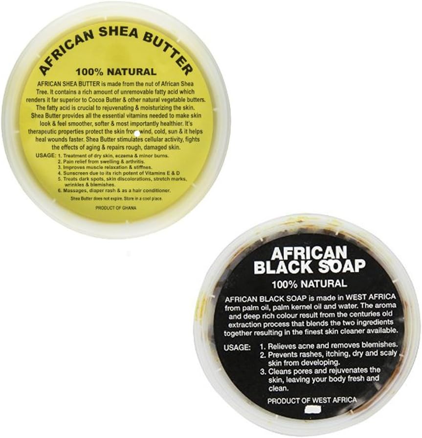 100% Natural African Shea Butter & Black Soap 8oz Combo