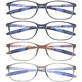 Mcoorn 4 Pack Computer Blue Light Blocking Reading Glasses Flexible Lightweight Anti Eyestrain Portable Readers for Women Men +1.25