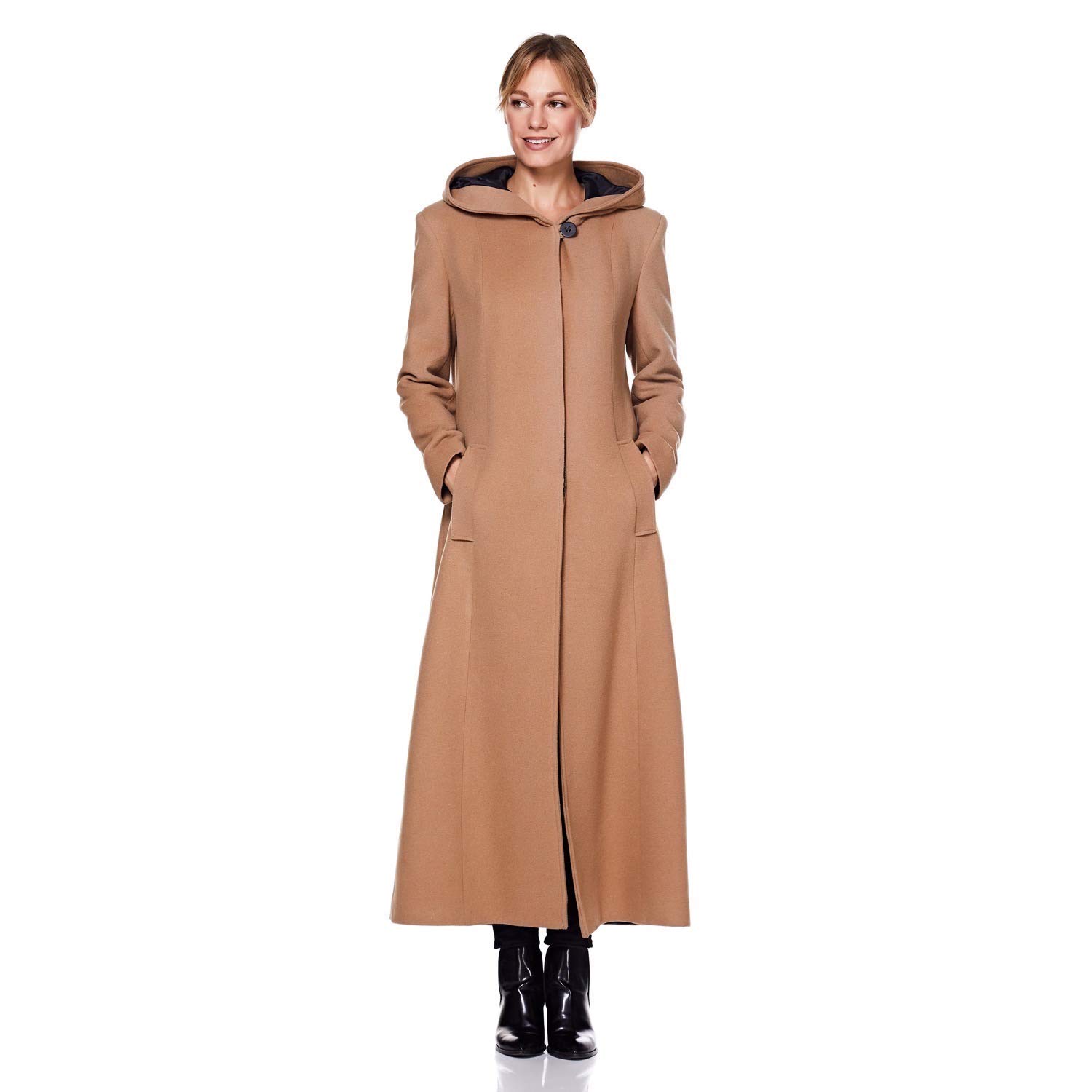 De La Creme Womens Hooded Cashmere Wool Winter Long Winter Coat