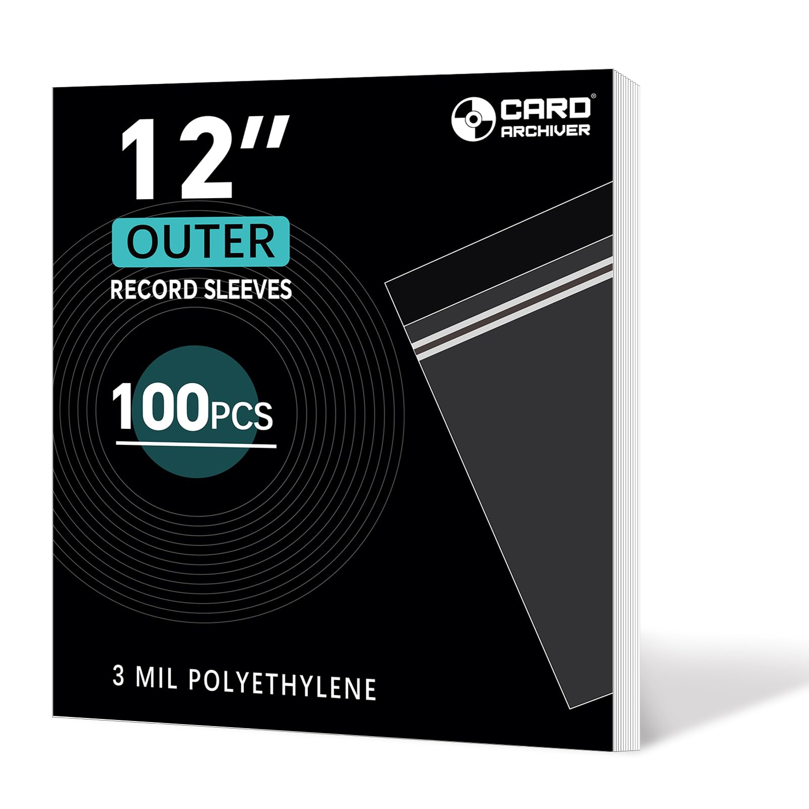 Photo 1 of 100 Pack 12 inch Vinyl Record Outer Sleeves - 3 Mil Crystal Clear Polyethylene with Adhesive Flap | Archival-Safe Protection for LP Album Storage & Display, Gatefold Compatible, Acid-Free