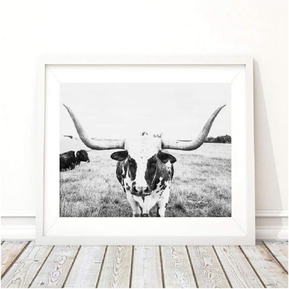 Longhorn Cattle Art Canvas Painting Wall Picture Farm Animal Cow Canvas