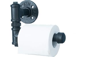 MURAN Rustic Industrial Pipe Toilet Paper Holder by Pipe Decor, Heavy Duty DIY Style, Wall Mounted Kit, Modern Chic Electroplated Black Iron Finish, Commercial Grade Metal, Slide TP Roller, Oil + Rust Free