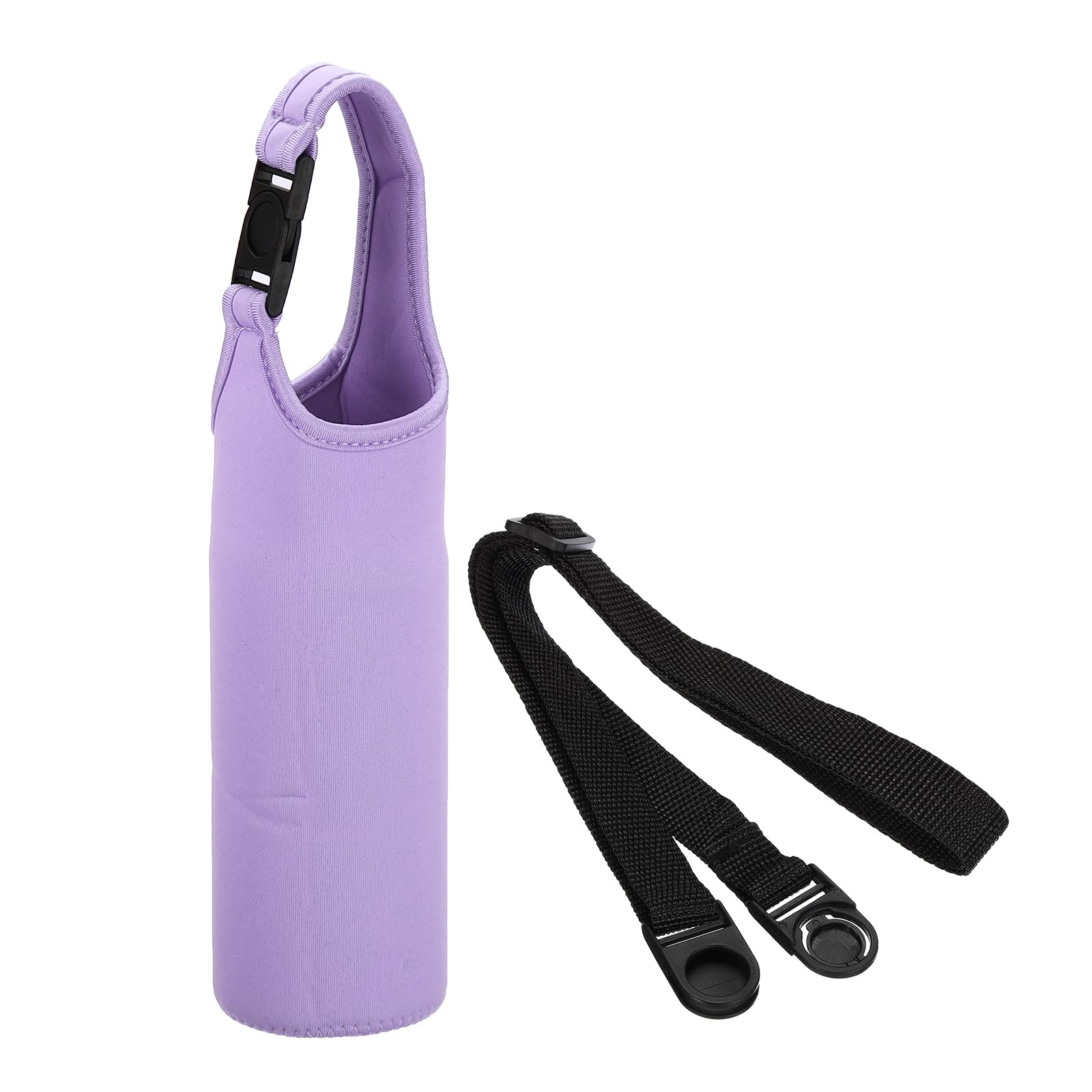 PATIKIL 67mmx185mm Water Bottle Sling Bag, 1 Pack Neoprene Portable Insulated Bottle Holder Carrier with Removable Adjustable Shoulder Strap, Light Purple