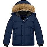 FARVALUE Boys Water Resistant Winter Coat Warm Quilted Puffer Jacket Hooded Parka Thicken Down Jacket for Boys