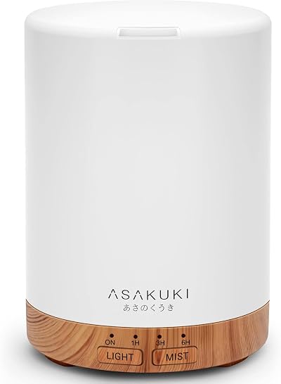 ASAKUKI 300ml Essential Oil Diffuser Ultrasonic Humidifier 7 LED Lights Yellow
