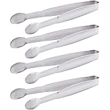 HINMAY Mini Serving Tongs 5-Inch Stainless Steel Small Appetizer Tongs, Set of 4