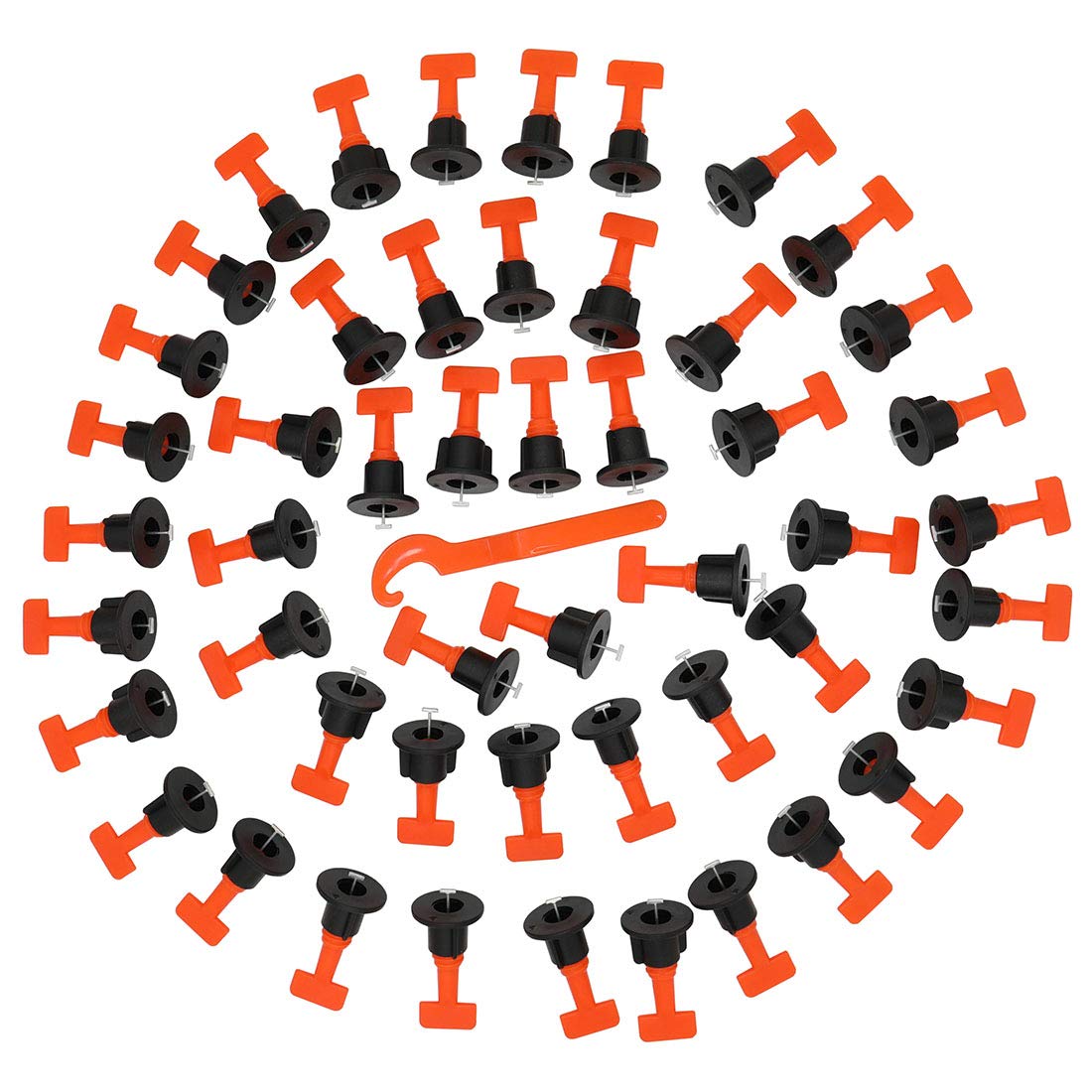 Raogoodcx Reusable Tile Leveling System Kit with 100Pcs Tile Leveler Spacers, 2 Special Wrenches, Reusable Tile Installation Tool Kit for Construction, Like Building Walls & Floors.