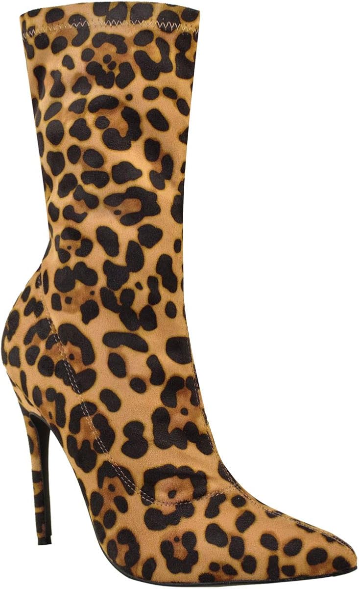 leopard print stiletto ankle boots