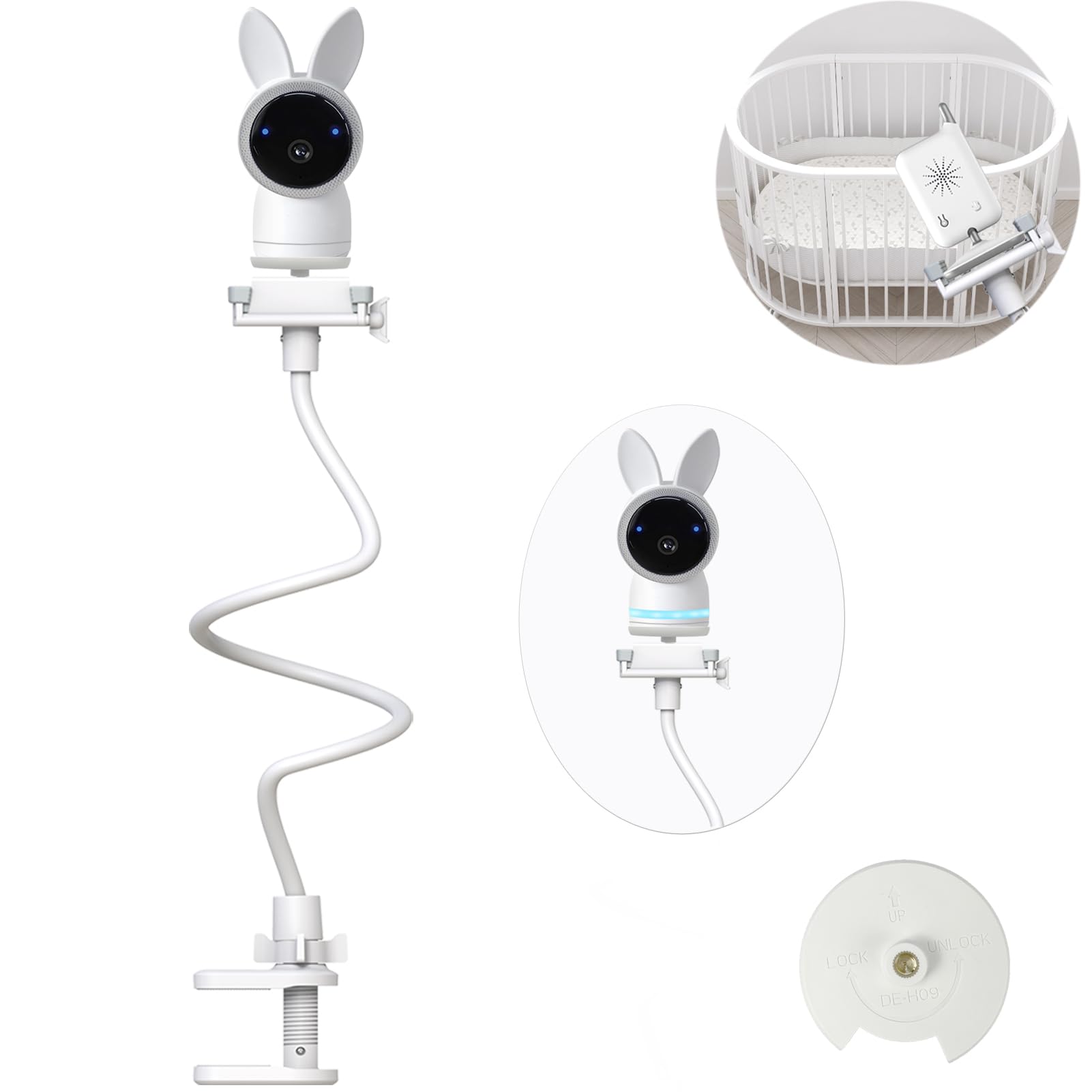 Derebir Baby Camera Holder Stand Flexible Baby Monitor Mount Stand Compatible with ARENTI OBVHNUA 900ES1 /S2 Baby Camera Holder Stand More Safety(33.4 inch)