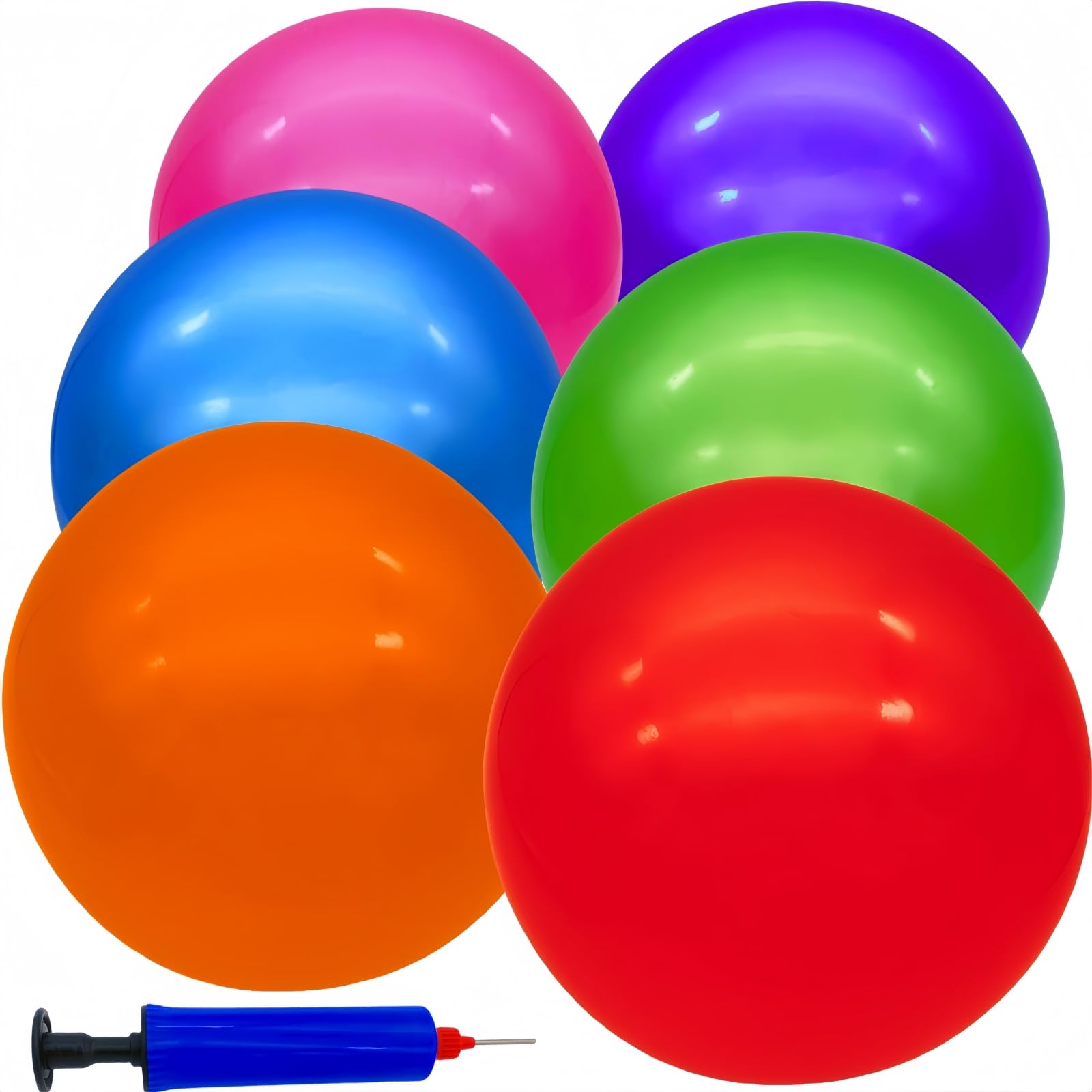 Photo 1 of GCQJOQ 6 Pcs 6 Inch Inflatable Bouncy Balls, with 1 Hand Air Pump, Red, Blue, Green, Purple, Orange, Pink